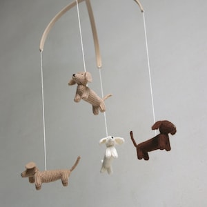 baby mobile / DACHSHUND mobile / dog mobile / puppy mobile / knit animals mobile