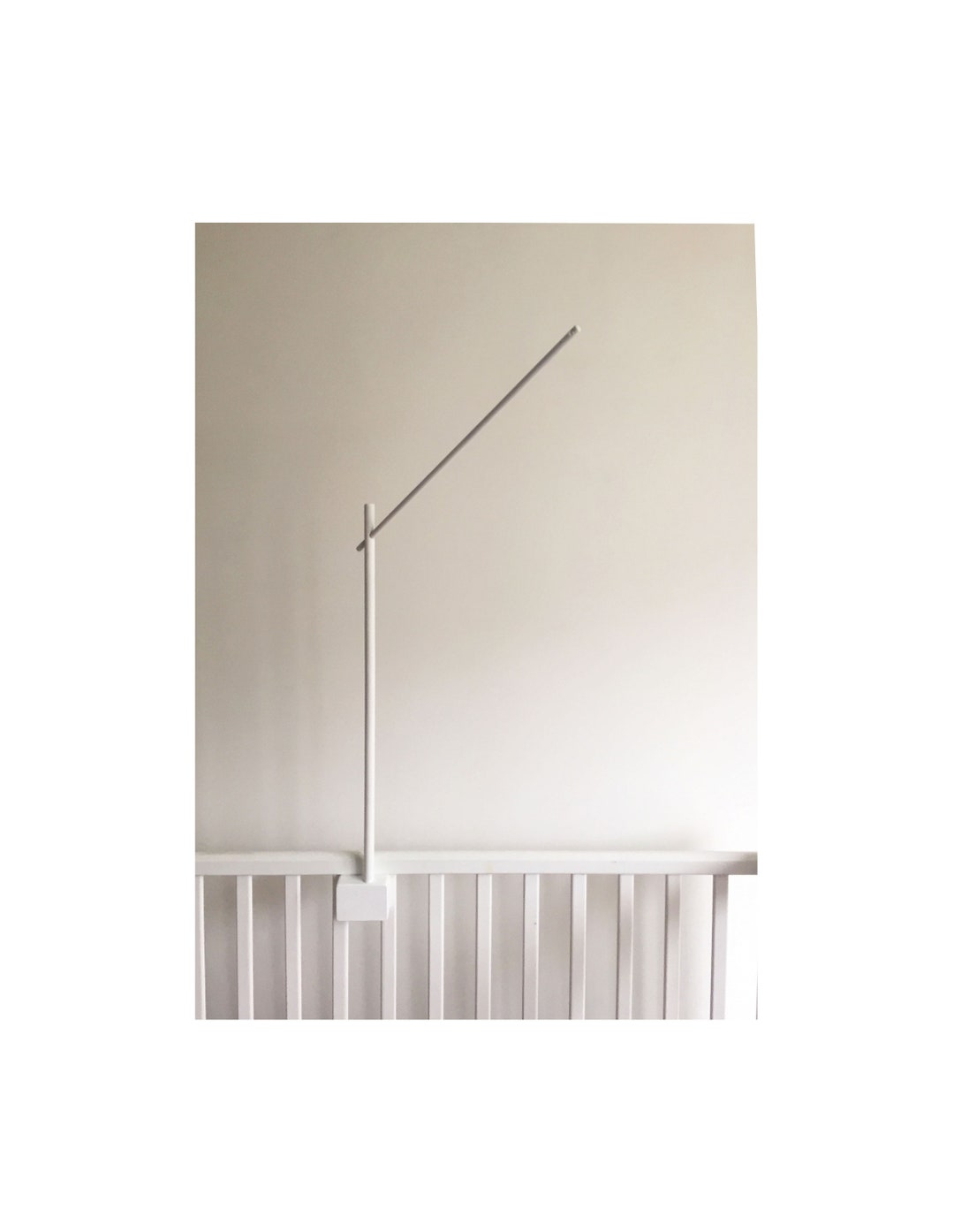 Baby Mobile Arm in WHITE / Baby Crib Attachment / Wooden Mobile Stand