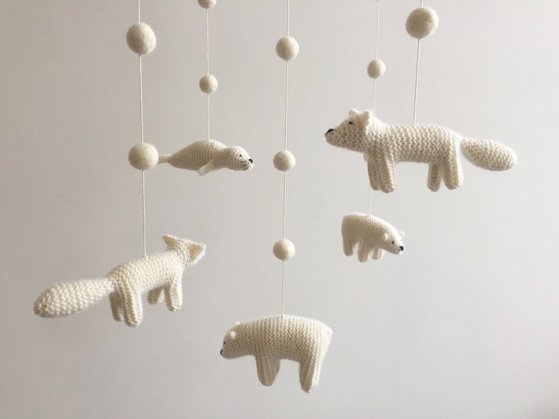 baby mobile / Arctic mobile / nursery mobile / crib mobile / white nursery mobile image 3