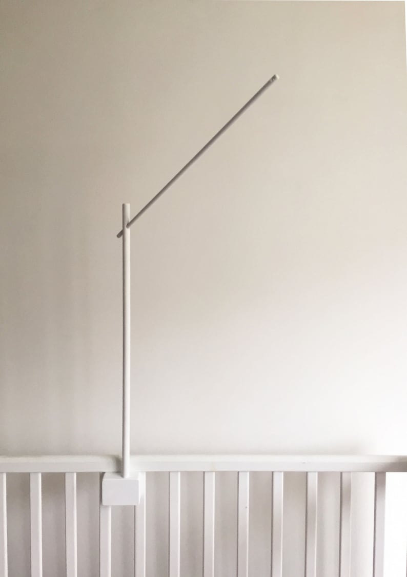 Baby Mobile Arm in WHITE / Baby Crib Attachment / Wooden Etsy
