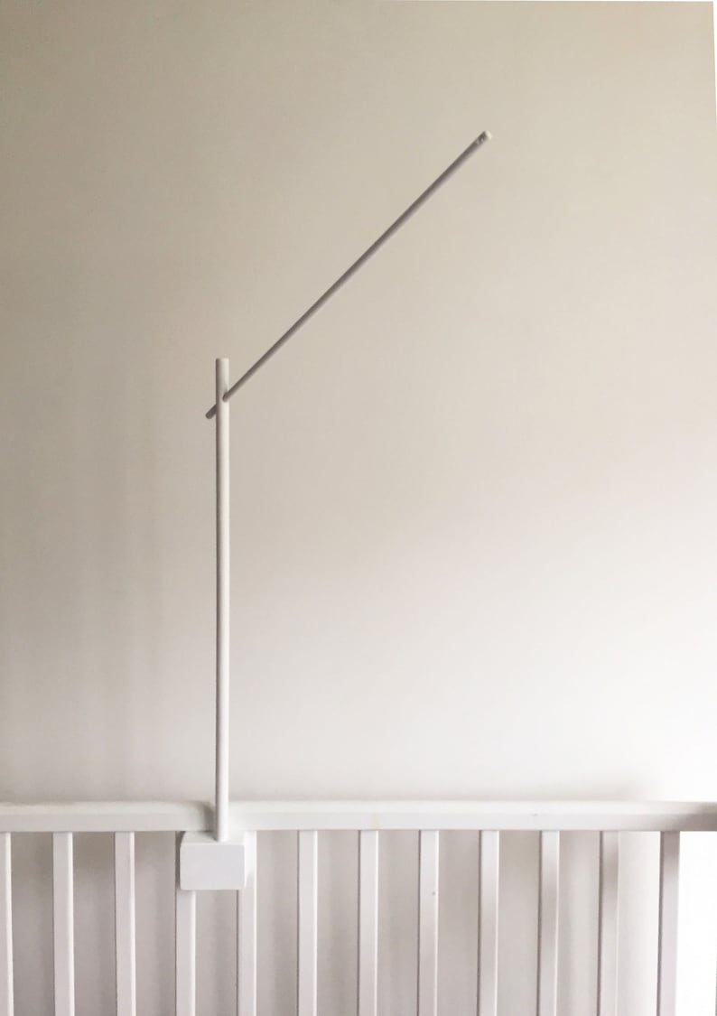 Baby mobile arm in WHITE / baby crib attachment / wooden mobile stand / wooden mobile holder / DIY baby mobile image 3