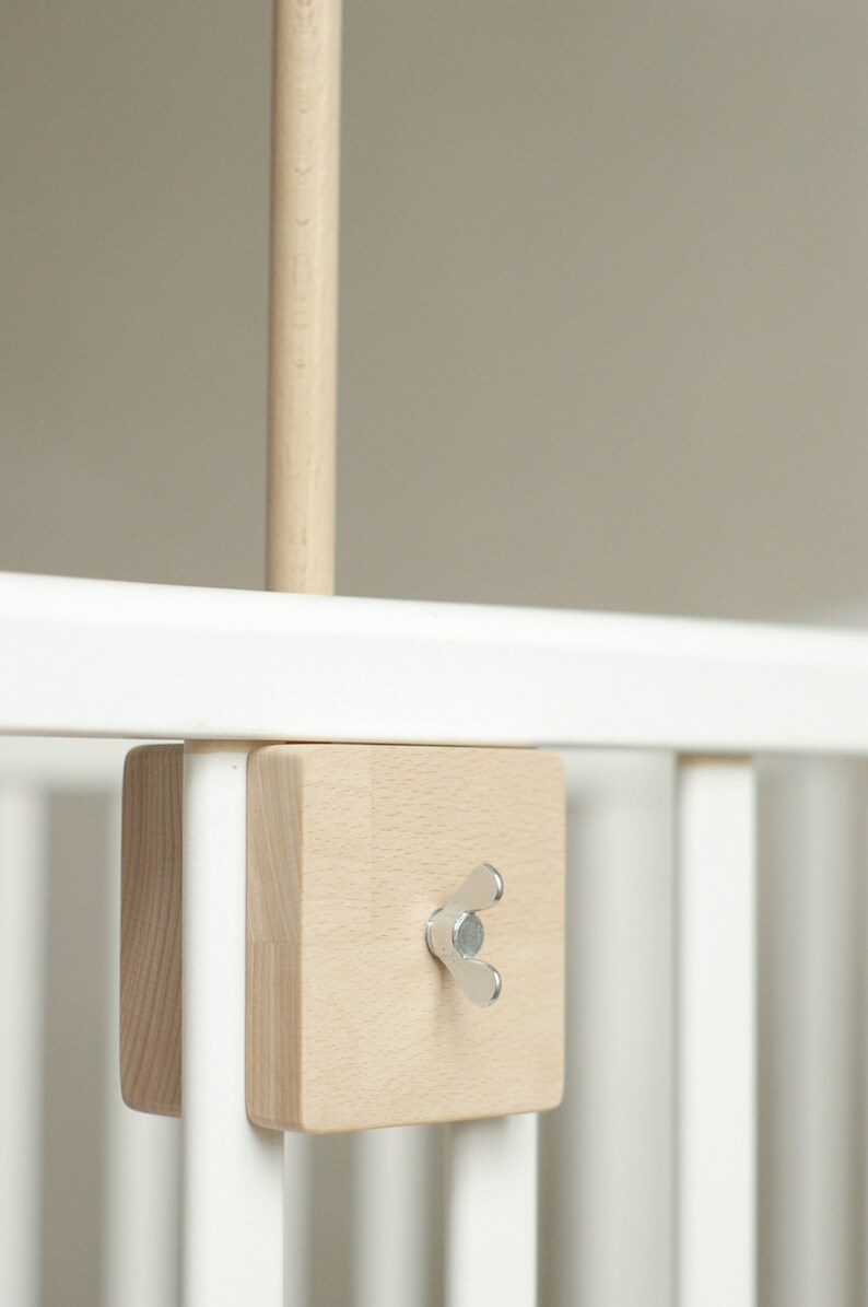 baby mobile holder / baby mobile stand / wooden mobile arm / baby crib attachment / DIY baby mobile image 3