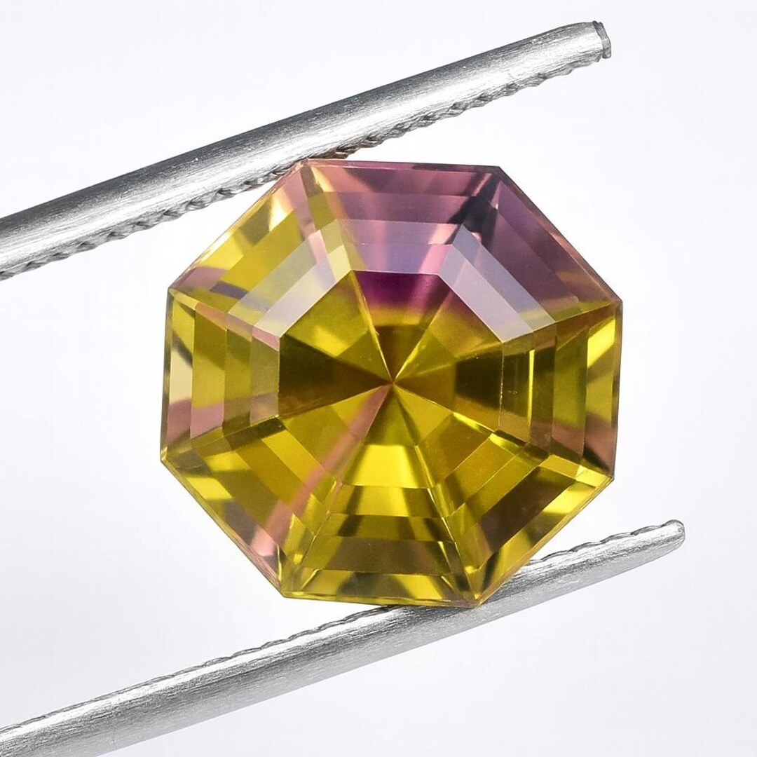 80 Carat Ametrine Gemstone: Bi-color Purple Yellow Quartz, Fancy Cut ...