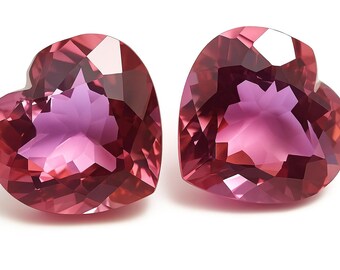 Par de alejandritas de 24 quilates con corte de corazón: piedras preciosas que cambian de color
