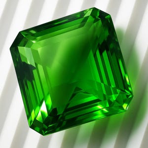 11 Carat Square Tsavorite Garnet: Faceted Green Gemstone, Rare Collector Stone