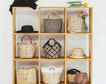 Japanese Crochet Pattern Book 91 Pages PDF Stylish Straw Bags & Hats – Summer Handbag DIY, Tote, Bucket Hat Patterns – Digital Craft Guide