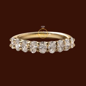 14K Yellow Gold Lab-Grown Diamond Ring: Oval Cut Eternity Band