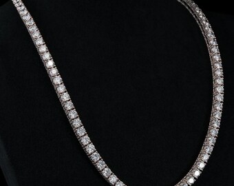 thumbnail image 2 of Solitaire 4mm Tennis Chain Necklace – Silver Finish With Blue Lab Diamonds – 18-24 Inches 2 of 6