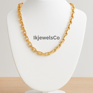 5mm Hermes Heavy Link in 14kt Solid Yellow Gold with snake Lobster clasp in Custom 22 inch Length for Men and Women