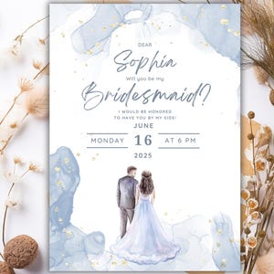 Personalized Will You Be My Bridesmaid Card, Proposal Card Template, Bridesmaid Gifts, Thank You Bridesmaid Gift, Bridesmaid Proposal KDS106