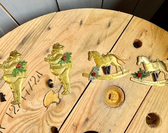 Dept 56 Brass Ornaments • Santa or Horse • Vintage Christmas Decor • Metal Holiday Ornament • Choose One