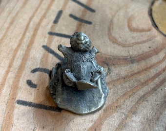 Hallmark Little Gallery Fine Pewter Beaver • 1977 Wildlife Figurine • Vintage Solid Pewter Animal • Cabin Desk Decor
