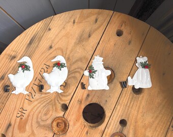 Dept 56 White Metal Ornaments • Bear • Duck • Snowman • Vintage Christmas Decor • Choose One