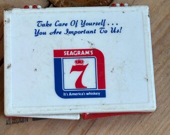 Vintage Seagrams Advertisement First Aid Kit w accessories