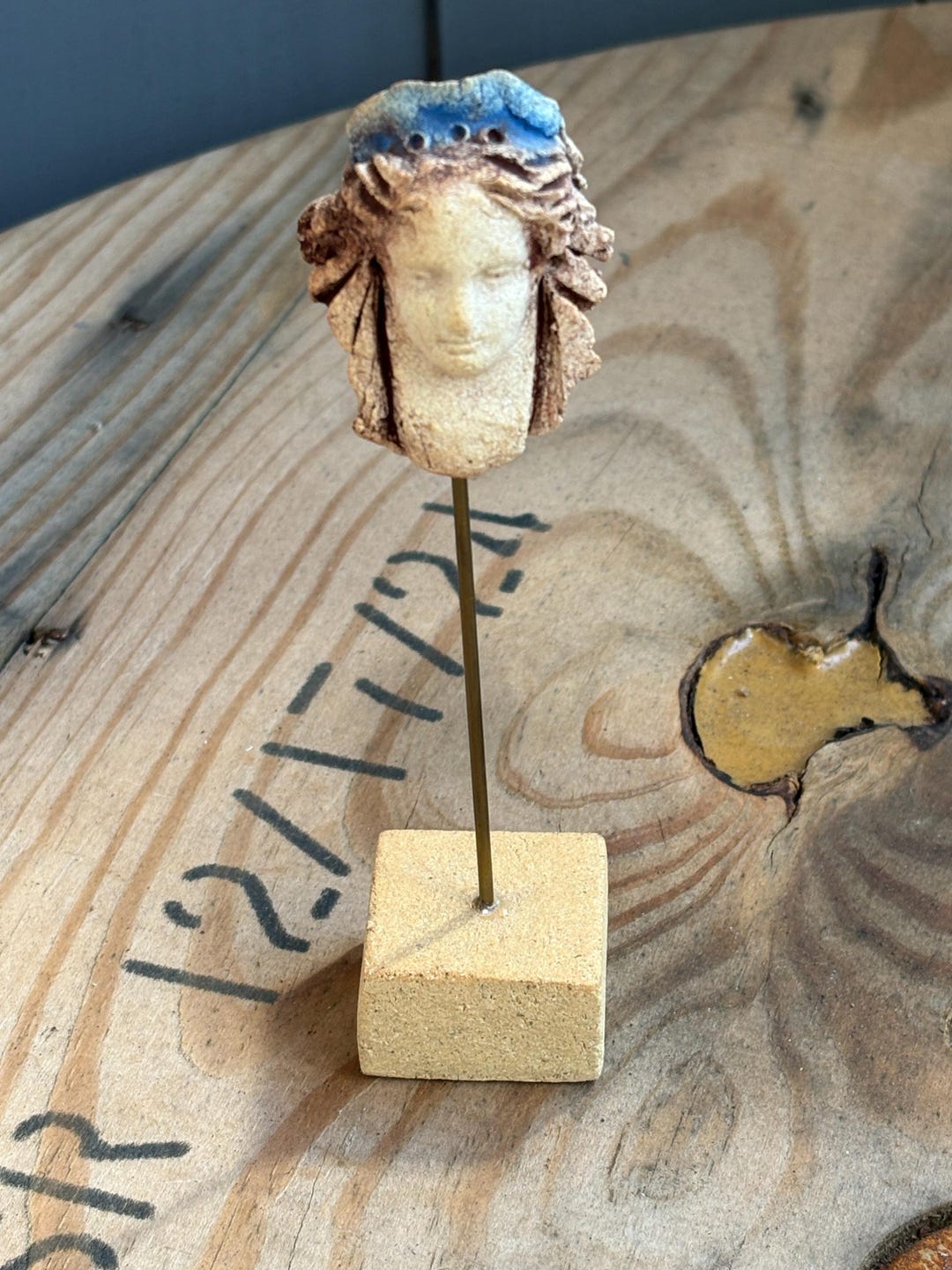 Miniature Sculpted Head on Stand, Handcrafted Art Figurine, Classical ...