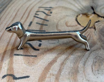 Antique Dog Knife Rest • Heavy Metal Knife Holder • Figural dog breed Style Tableware • Vintage Dining Decor • Collectible Knife Rest