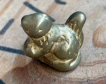 Vintage Solid Brass Squirrel • Miniature Brass Figurine • Heavy Paperweight • 1” Desk Decor • Woodland Animal