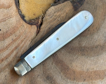 Antique Victorian Folding Fruit Knife | Villiers & Jackson Birmingham 1893–1901 | Mother of Pearl Handle | Sterling Silver | 4 Hallmarks