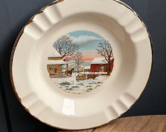 Vintage Chartiers Valley Savings & Loan Ashtray – Carnegie/Greentree PA – Winter Scene – Promotional Bank Collectible