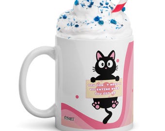 Taza divertida de San Valentín con diseño de gato / Regalo neurodivergente