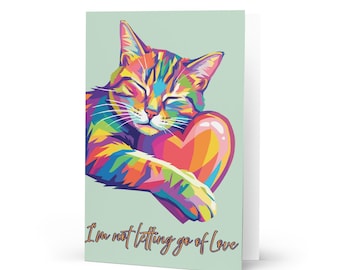 Tarjeta de San Valentín neurodivergente / Amor gatuno abstracto (PDF digital, 210 x 148 mm)