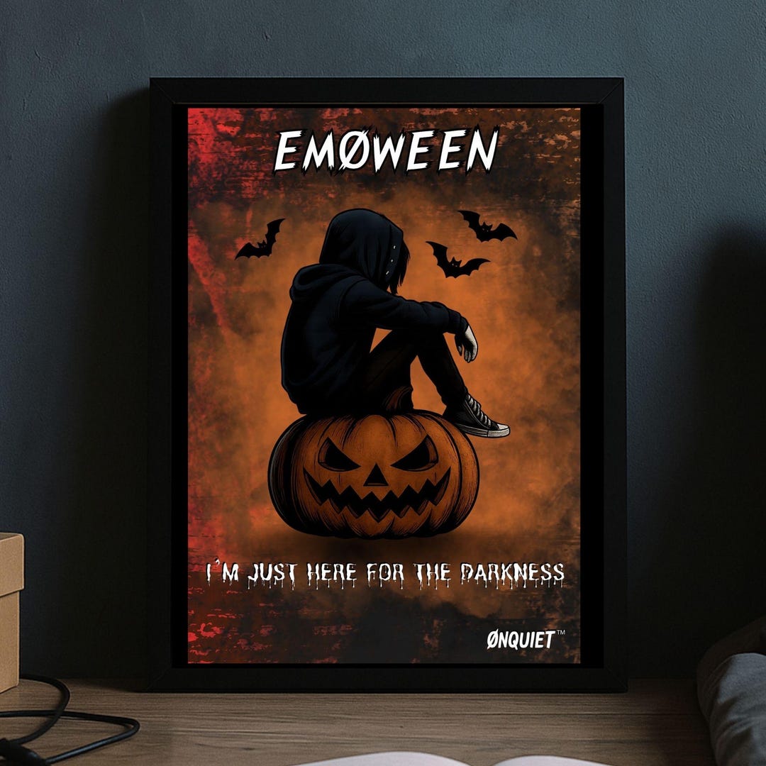 Emo Halloween Poster: Gothic Jack-o'-lantern Art (digital Download A3 ...