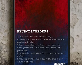 Impresión artística sobre la definición de neurodivergente: Póster de salud mental (Descarga digital A4/A3)