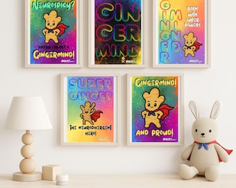 Neurodivergent Pride Posters for Kids | Autism Affirming Wall Art | ADHD AuDHD Poster Bundle