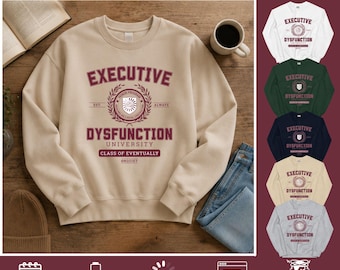 Sudadera universitaria con estampado de disfunción ejecutiva, sudadera de cuello redondo "Clase de Eventual", regalo divertido para personas con TDAH, sudadera universitaria para neurodivergentes.