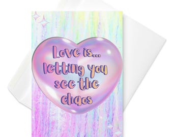 Tarjetas de San Valentín neurodivergentes: Amor caótico, tamaño A5 imprimible (descarga digital)