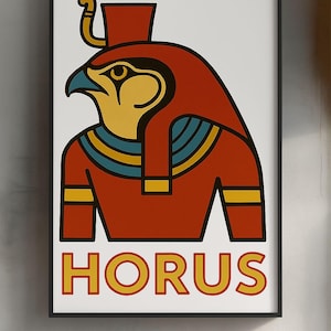 Vintage Horus Art Print | Retro Egyptian God Illustration | Mid-Century Mythology Decor | Ancient Egypt