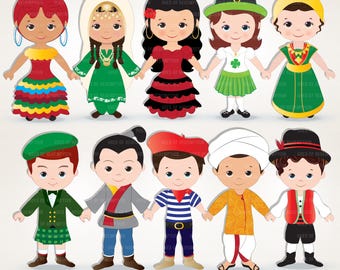 Multicultural Children Clipart: World Kids PNG, Ethnic Designs (Digital Download, PART 4)