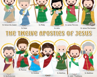Twelve Apostles Clipart: Disciples of Christ PNG Images (Digital Download