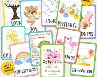 Fruits of the Holy Spirit Flash Cards: Bible Verse Scripture (PDF Pattern