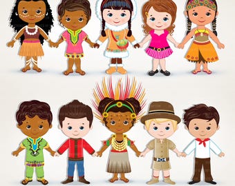 Children of the World Clipart: Ethnic Kids PNG (Digital Download, Part 1)