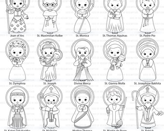 Clipart o świętych, CZĘŚĆ 1, urocze święci, clipart o Jezusie, grafika liniowa, kolorowanki, czarno-białe, religijne, clipart o szkole niedzielnej