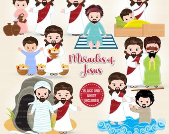 Miracles of Jesus Clipart: Bible Stories, Sunday School (PNG Download)