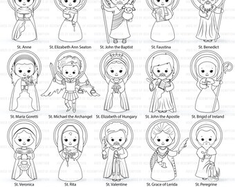 Clipart o świętych, CZĘŚĆ 3, urocze święci, clipart o Jezusie, grafika liniowa, kolorowanki, czarno-białe, religijne, clipart o szkole niedzielnej