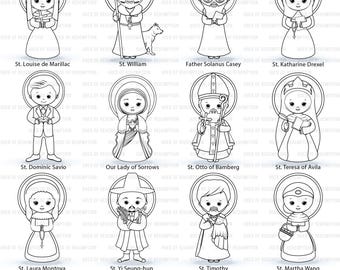 Clipart o świętych, CZĘŚĆ 10, urocze święci, clipart o Jezusie, grafika liniowa, kolorowanki, czarno-białe, religijne, clipart o szkole niedzielnej
