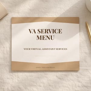 Sjabloon Virtual Assistant-servicemenu: bewerkbare Canva VA-prijzen (digitale download)