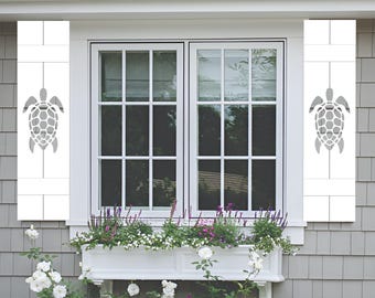 Sea Turtle Exterior PVC Window Shutters, Coastal Beach Decor, Sold Individually