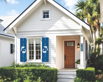 Double Dolphins Jumping Shutters - Exterior PVC Window Decor, Tropical Design, Sold Individually