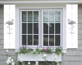 Flamingo PVC Window Shutters, Exterior Coastal Beach Decor, Sold Individually