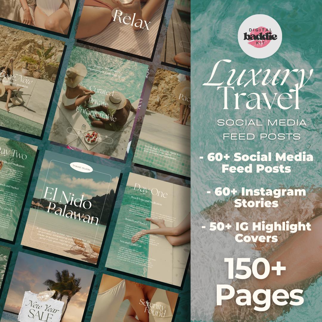 Luxury Travel Agent Social Media Template Bundle, Canva Instagram Post ...