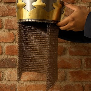 King Arthur Crown Helmet with Chainmail | Medieval Knight Armor | Royal Costume Helmet for LARP, Cosplay, Halloween, Reenactment.