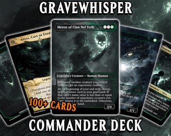Gravewhisper Custom MTG Commander Deck Proxy – Meren Necromancer | Golgari EDH | 100+ Cards