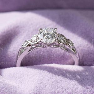Lab erstellt Diamant Solitär Verlobungsring, 14K Weißgold überzogene Sterlingsilber Versprechensring