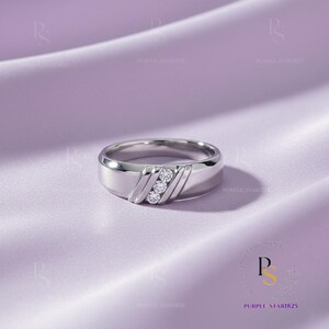 0.75 Ct Round Cut Lab Created Diamond/Gemstone 14K White Gold Plated Mens Wedding Band Ring, Anniversary Proposal Birthday Gift for Men Ring