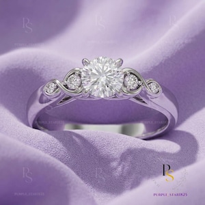 2 kt dames ronde geslepen lab gemaakt diamant/edelsteen solitaire verloving 14 kt witgoud vergulde vintage belofte ring jubileum cadeau voor haar