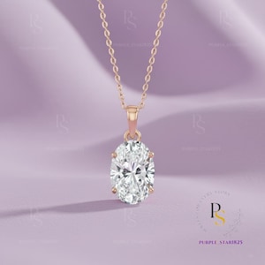 Dainty Sparkling 0.75 Ct Oval Cut Lab Created Diamond & Gemstone Minimalist Solitaire Classic Pendant 14K Rose Gold Plated Gift for Women
